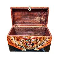 Buddhist Wooden Box With [tiger], Tibetan Style With Traditional Colors