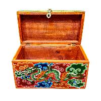 Buddhist Wooden Box With [dragon], Tibetan Style With Traditional Colors