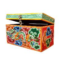 Buddhist Wooden Box With [dragon], Tibetan Style With Traditional Colors