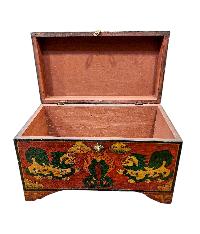 Buddhist Wooden Box With [snow Lion], Tibetan Style With Traditional Colors