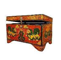 Buddhist Wooden Box With [snow Lion], Tibetan Style With Traditional Colors