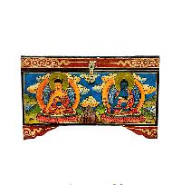 Buddhist Wooden Box With [shakyamuni Buddha And Medicine Buddha], Tibetan Style With Traditional Colors