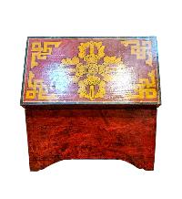 Buddhist Wooden Box With [shakyamuni Buddha And Medicine Buddha], Tibetan Style With Traditional Colors