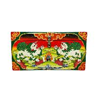 Buddhist Wooden Box With [snow Lion], Tibetan Style With Traditional Colors