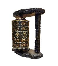 Buddhist Handmade Wall Prayer Wheel With Mantra Inside, [omph], [ashtamangala], Wall Mountable