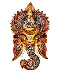Big Size,[ganesh], Handmade Wooden Mask, Wall Hanging, Poplar Wood