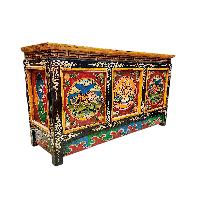 Tibetan Buddhist Cabinet With Four Doors, [tiger And Double Dorje Painted]