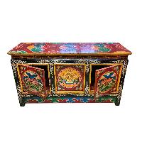 Tibetan Buddhist Cabinet With Four Doors, [tiger And Double Dorje Painted]