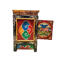 Tibetan Buddhist Cabinet With Four Doors, [tiger And Double Dorje Painted]