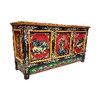 Tibetan Buddhist Cabinet With Four Doors, [snow Lion  Painted]