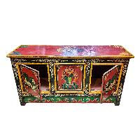 Tibetan Buddhist Cabinet With Four Doors, [snow Lion  Painted]