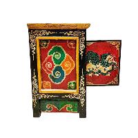 Tibetan Buddhist Cabinet With Four Doors, [snow Lion  Painted]