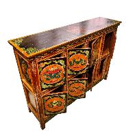 Tibetan Buddhist Cabinet With Ashtamangala, Two Drawers And Two Doors, [painted]