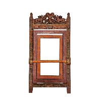 Old Tibetan Ritual Wooden Book Holder, [deep Carving]