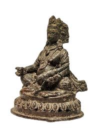 [+ 50 Year Old] Buddhist Miniature Statue Of [yellow Jambhala],  [old Stock]