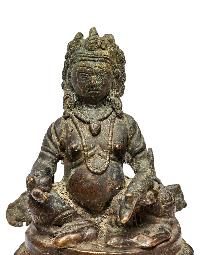 [+ 50 Year Old] Buddhist Miniature Statue Of [yellow Jambhala],  [old Stock]