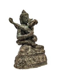 [+ 50 Year Old] Buddhist Miniature Statue Of [samantabhadra],  [old Stock]