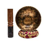 [full Moon Bowl], Moon Carved, Buddhist Hand Beaten, Antique Finishing, [select Accessories]