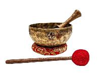 [full Moon Bowl], Moon Carved, Buddhist Hand Beaten, Antique Finishing, [select Accessories]