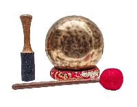 [full Moon Bowl], Moon Carved, Buddhist Hand Beaten, Antique Finishing, [select Accessories]