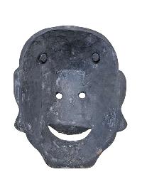 Buddhist Wooden Tribal Mask With [oni], Tibetan Style With Traditional Colors