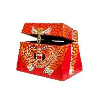 Buddhist Wooden Box With [tiger], Tibetan Style With Traditional Colors