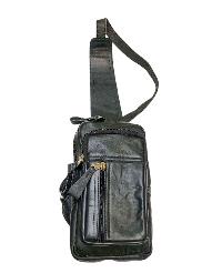 Himalayan Yak Leather [black Color], [side Shouldr Bag], [2 Zip], [2 Pocket]