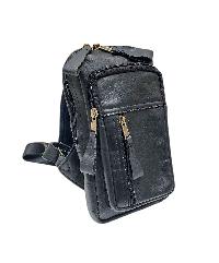 Himalayan Yak Leather [black Color], [side Shouldr Bag], [2 Zip], [2 Pocket]