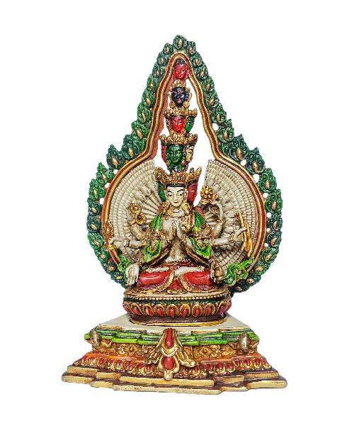 [Sahasrabhuja Avalokitesvara], Buddhist Miniature Statue, [Thangka Color Finishing]-35183