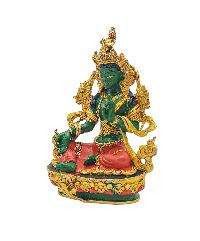 [green Tara], Buddhist Miniature Statue, [thangka Color Finishing]