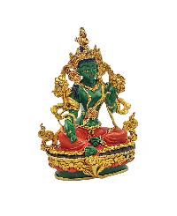 [green Tara], Buddhist Miniature Statue, [thangka Color Finishing]