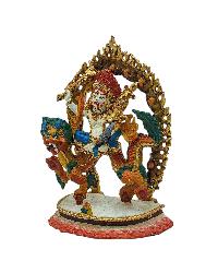 [white Jambhala], Buddhist Miniature Statue, [thangka Color Finishing]