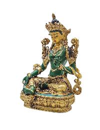 [green Tara], Buddhist Miniature Statue, [thangka Color Finishing]