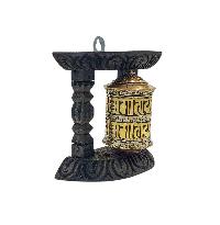 Buddhist Handmade Wall Prayer Wheel With Mantra Inside, [omph], Wall Mountable