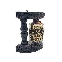 Buddhist Handmade Wall Prayer Wheel With Mantra Inside, [stone Setting], [ashtamangala], Wall Mountable