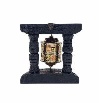 Buddhist Handmade Wall Prayer Wheel With Mantra Inside, [stone Setting], [omph], Wall Mountable