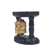 Buddhist Handmade Wall Prayer Wheel With Mantra Inside, [stone Setting], [omph], Wall Mountable