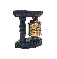 Buddhist Handmade Wall Prayer Wheel With Mantra Inside, [stone Setting], [omph], Wall Mountable