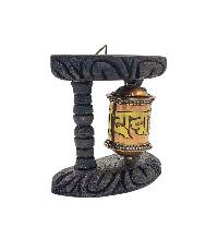 Buddhist Handmade Wall Prayer Wheel With Mantra Inside, [omph], Wall Mountable