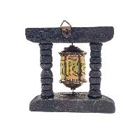 Buddhist Handmade Wall Prayer Wheel With Mantra Inside, [omph], Wall Mountable