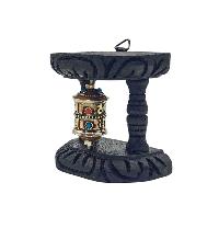 Buddhist Handmade Wall Prayer Wheel With Mantra Inside, [stone Setting], [omph], Wall Mountable