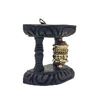 Buddhist Handmade Wall Prayer Wheel With Mantra Inside, [stone Setting], [omph], Wall Mountable
