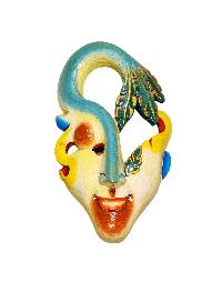 Buddhist Wooden Mask With [tribal Mask], Tibetan Style Wtih Traditional Colors