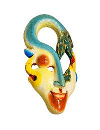 Buddhist Wooden Mask With [tribal Mask], Tibetan Style Wtih Traditional Colors