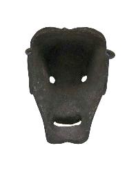 Buddhist Wooden Tribal Mask With [oni], Tibetan Style With Traditional Colors