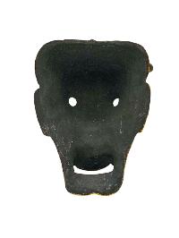 Buddhist Wooden Tribal Mask With [oni], Tibetan Style With Traditional Colors