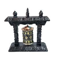 Buddhist Handmade Wall Prayer Wheel With Mantra Inside, [stone Setting], [omph], Wall Mountable