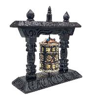 Buddhist Handmade Wall Prayer Wheel With Mantra Inside, [stone Setting], [omph], Wall Mountable