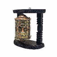 Buddhist Handmade Wall Prayer Wheel With Mantra Inside, [stone Setting], [omph], Wall Mountable