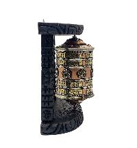 Buddhist Handmade Wall Prayer Wheel With Mantra Inside, [stone Setting], [omph], Wall Mountable